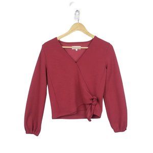 Madewell Texture & Thread Red Front Wrap Blouse